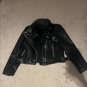 Marshalls Black Leather Jacket with Silver Accents